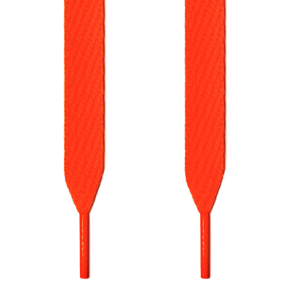 beklimmen ergens bij betrokken zijn Fauteuil Zeer opvallende fluoriserend oranje schoenveters. Plat en breed.